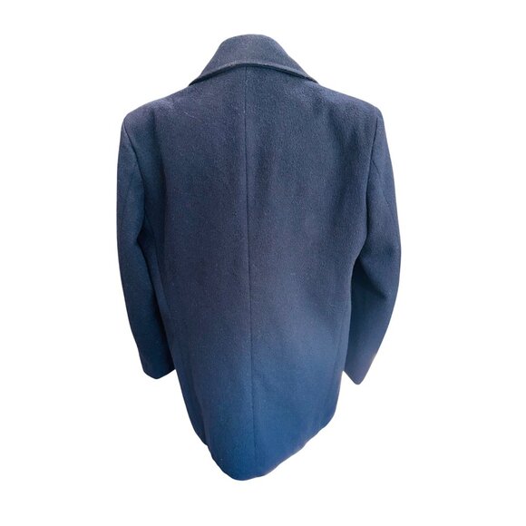 Vintage Mens Navy Virgin Wool Peacoat Overcoat Notch Lapel 3 Button Academic - Picture 2 of 11